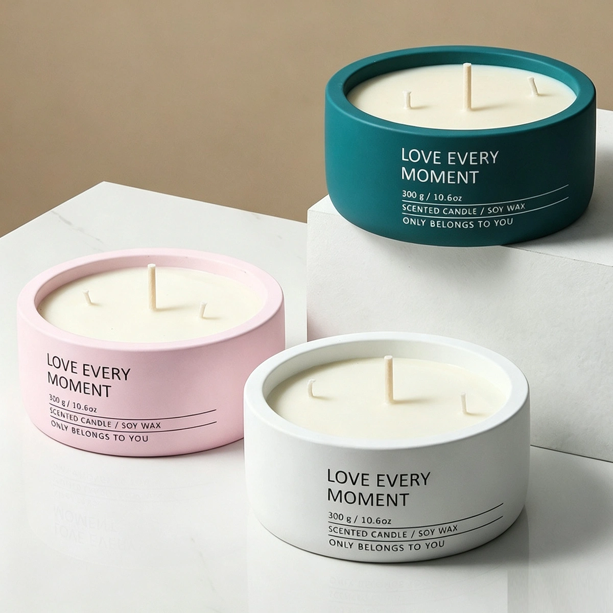 3 Wick Natural Wax Home Scented Candles for Table Centerpiece